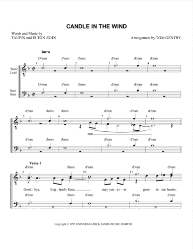 Candle In The Wind (goodbye England's Rose) (arr. Tom Gentry)