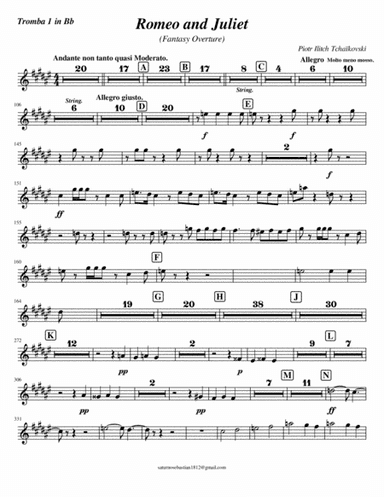 Romeo and Juliet (Fantasy Overture) Tchaikovsky Trumpet 1 in Bb (arr. Whitney Angulo Jr.)