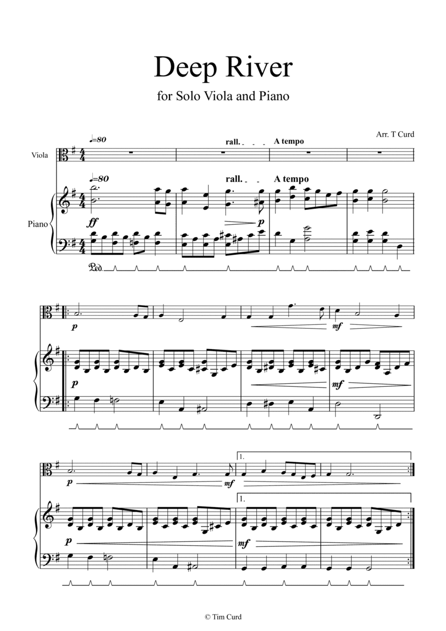 Deep River for Solo Viola and Piano (arr. Tim Curd)