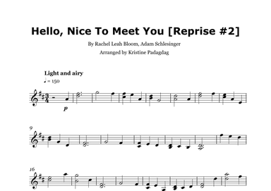 Hello, Nice To Meet You (reprise #2) (arr. Kristine Padagdag)
