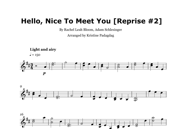 Hello, Nice To Meet You (reprise #2) (arr. Kristine Padagdag)