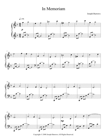 In Memoriam by Joseph Burrows - Piano Solo