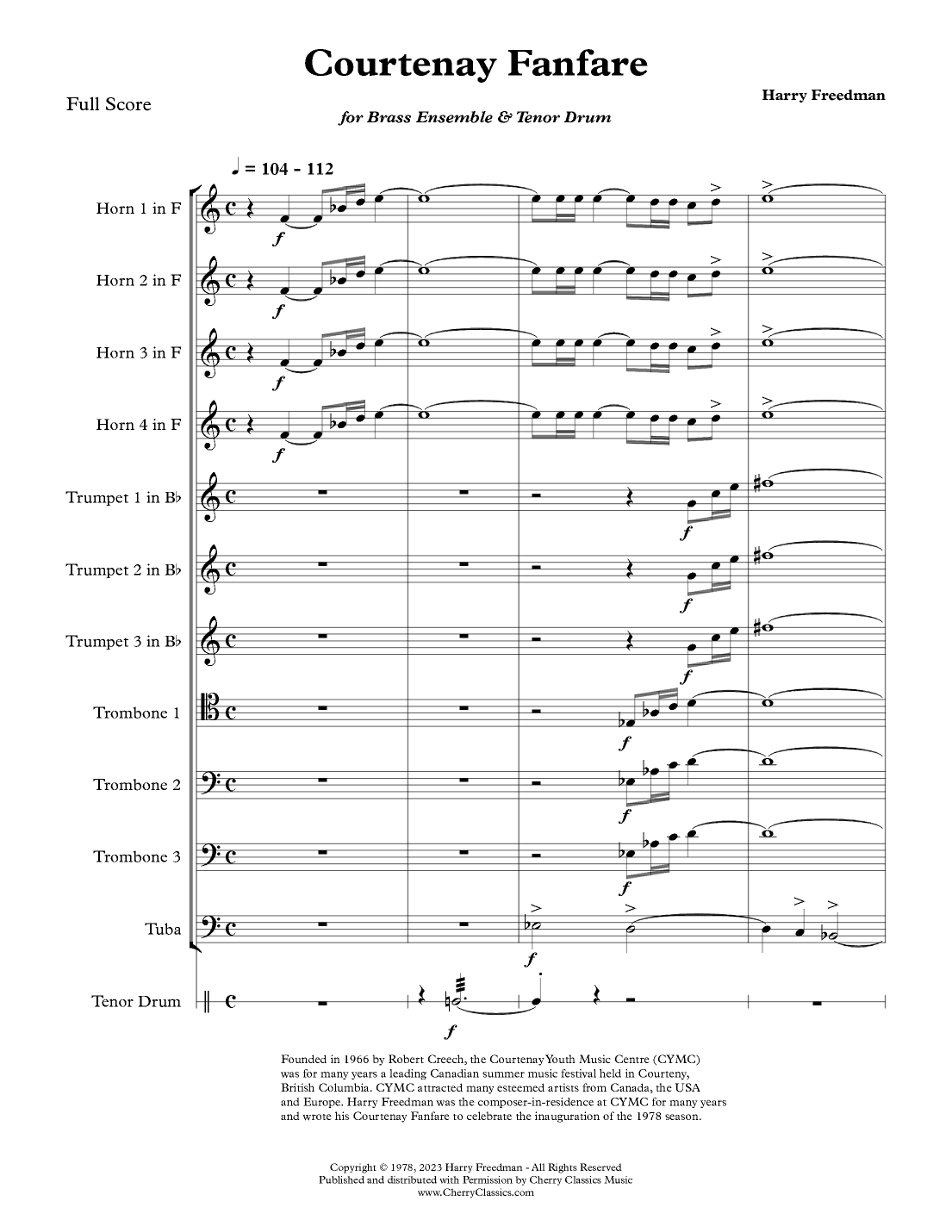 Courtenay Fanfare for Brass Ensemble and Tenor Drum