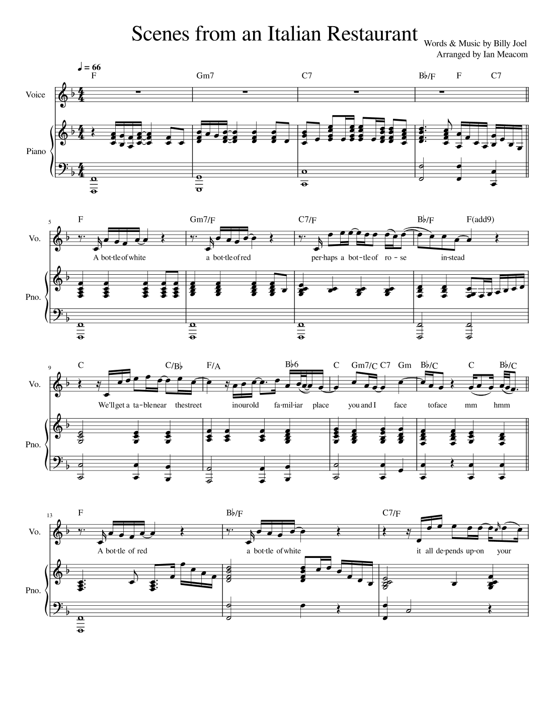 Scenes From An Italian Restaurant (arr. Ian Meacom)