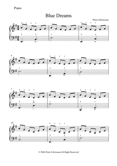 Blue Dreams - Easy piano sheet music