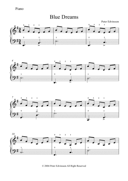 Blue Dreams - Easy piano sheet music