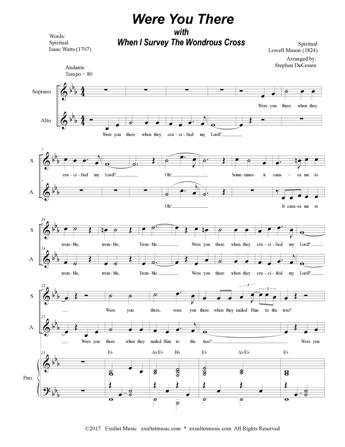 Were You There (with "When I Survey The Wondrous Cross") (Duet for Soprano & Alto Solo) (arr. Stephen DeCesare)