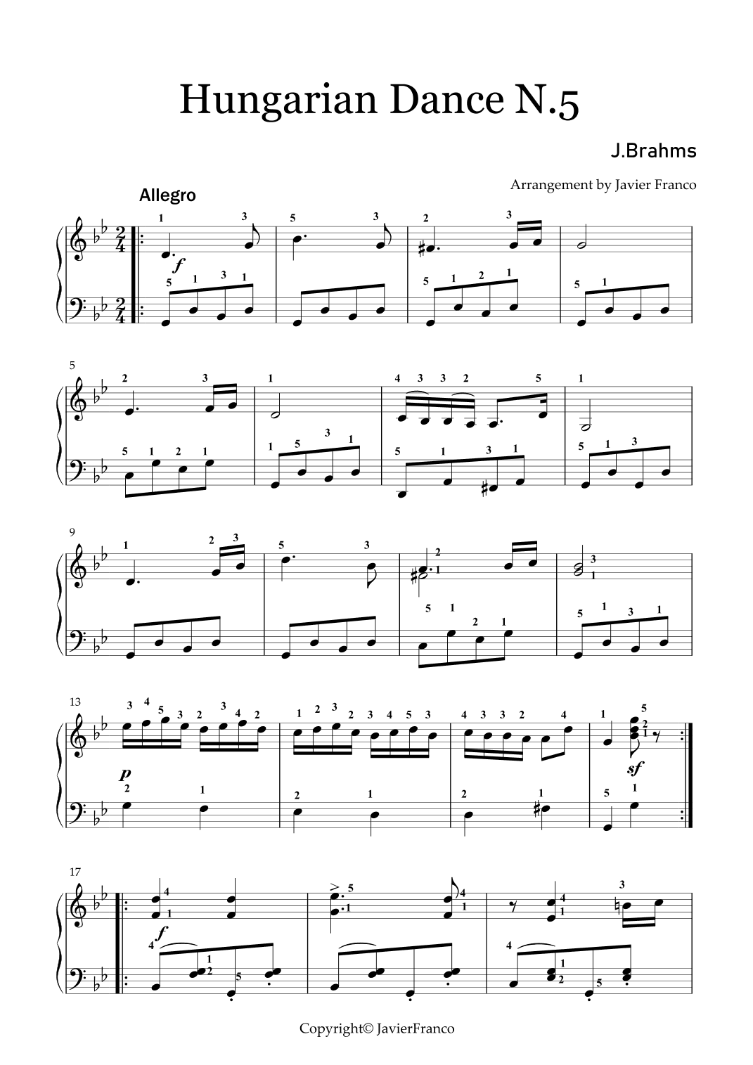 Hungarian Dance N°5 (arr. javier franco)
