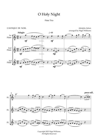 O Holy Night, for Flute Trio (arr. Nigel Williams)