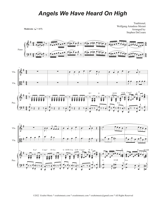 Angels We Have Heard On High (Duet for Violin and Viola) (arr. Stephen DeCesare)