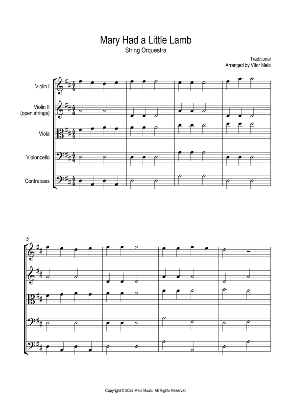 Mary Had a Little Lamb (arr. Vitor Melo)