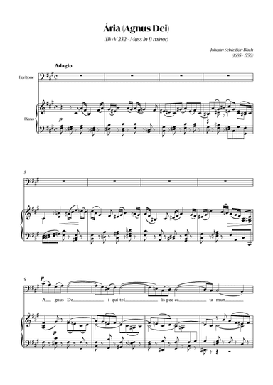 Aria (Agnus dei) from the Mass in B Minor (BACH) - Baritone_F#m (arr. André Alberto Santos)