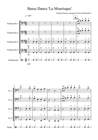 Basse Dance by Susato for Cello Quartet (arr. David Burndrett)