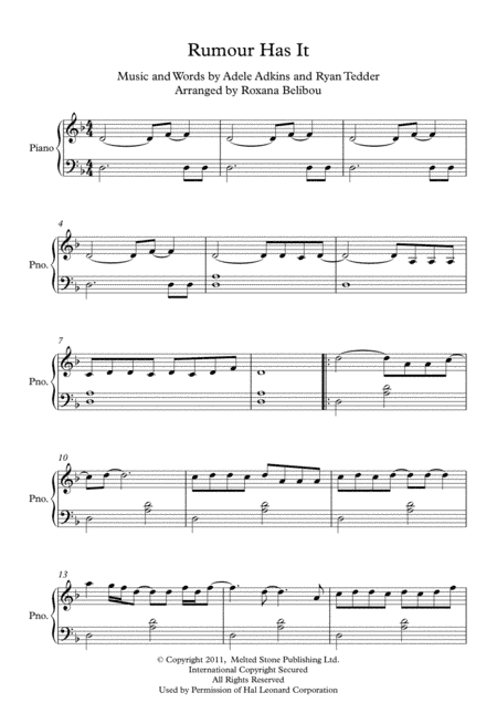 Rumour Has It (arr. Roxana Belibou)