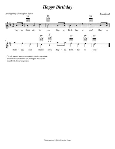 Happy Birthday (Alto Saxophone) (arr. Christopher Esther)