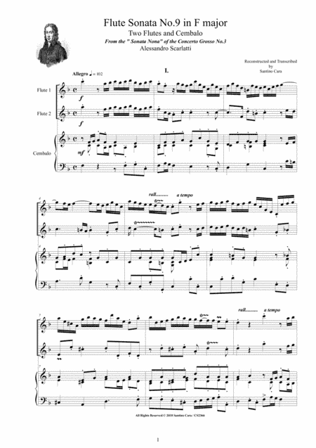 Scarlatti A - Flute Sonata No.9 in F major for Two Flutes and Cembalo (arr. Santino Cara)