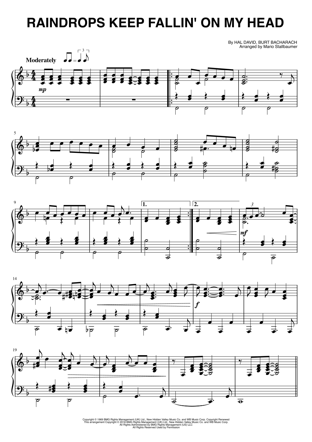 Raindrops Keep Fallin' On My Head (arr. Mario Stallbaumer)