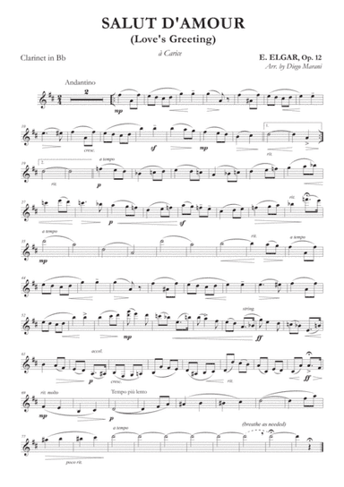 Salut d'Amour (Love's Greeting) for Clarinet and Piano (arr. Diego Marani)
