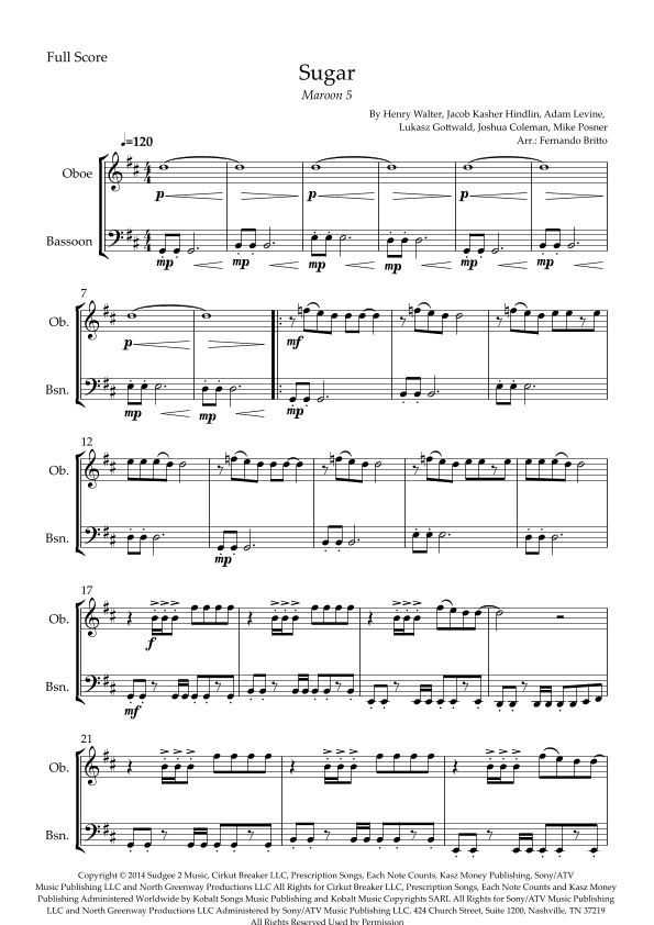 Sugar (arr. Fernando Britto)