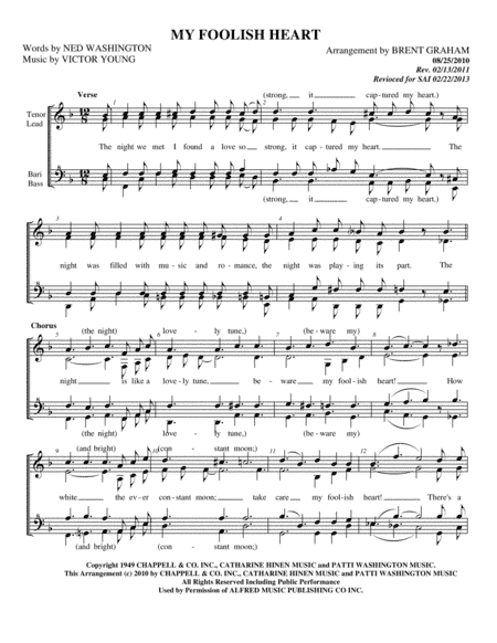 My Foolish Heart (arr. Brent Graham)