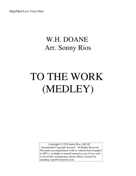 TO THE WORK (MEDLEY) (arr. Sonny Rios)
