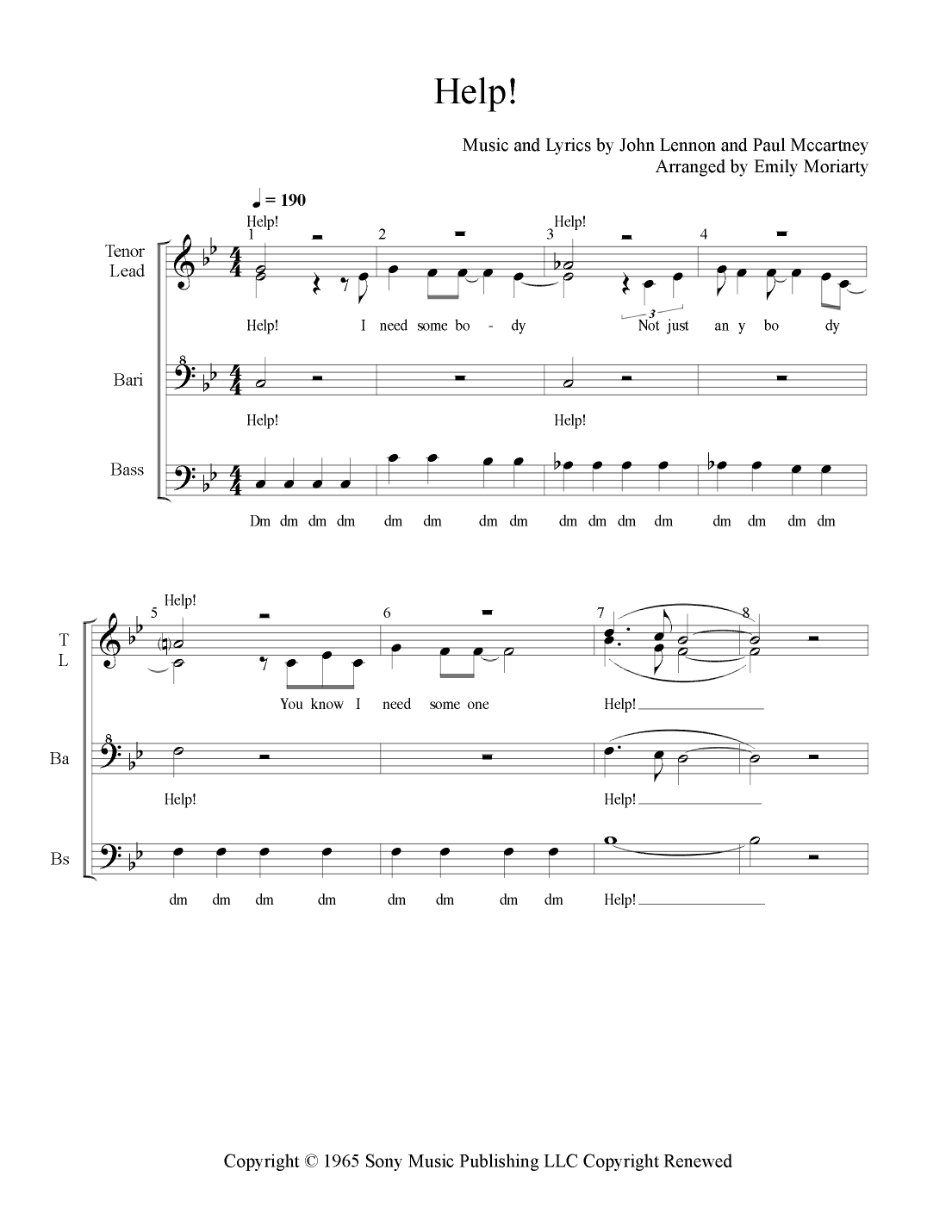 Help! (arr. Emily Maree Moriarty)
