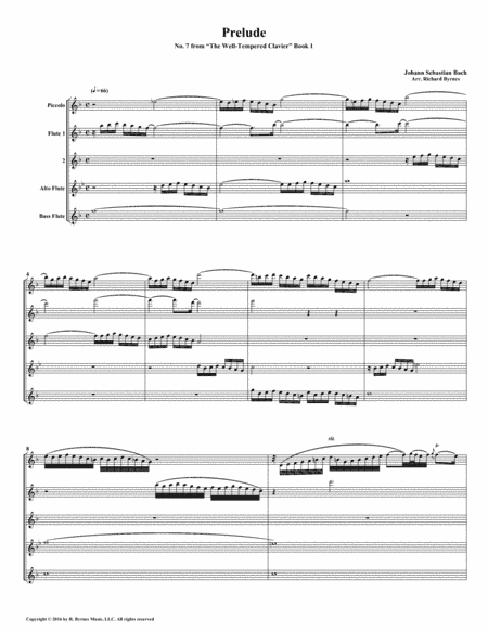 Prelude 07 from  Well-Tempered Clavier, Book 1 (Flute Quintet) (arr. Richard Byrnes)