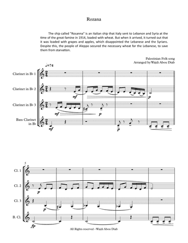 AL ROZANA (arabic song) - Clarinet quartet (arr. Wajdi Abou Diab)