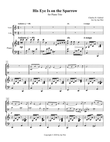 His Eye Is on the Sparrow for Piano Trio (arr. Ian Wei)