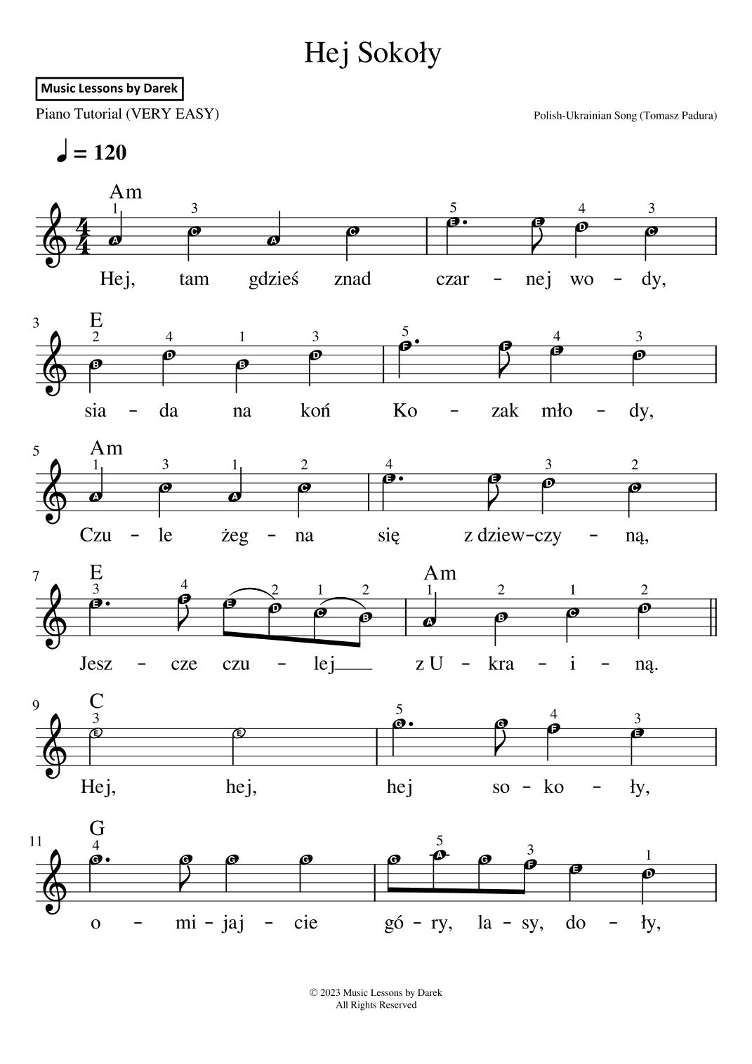 Hej Sokoly (Hey Falcons) [VERY EASY PIANO] (arr. Darek)
