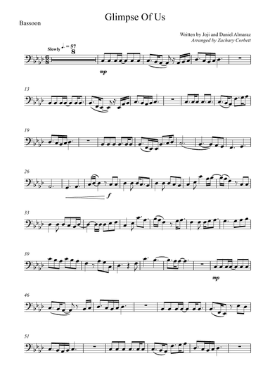 Glimpse Of Us (arr. Zachary Corbett)