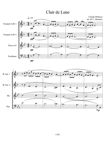 Clair de Lune for Brass Quartet (arr. B. C. Dockery)