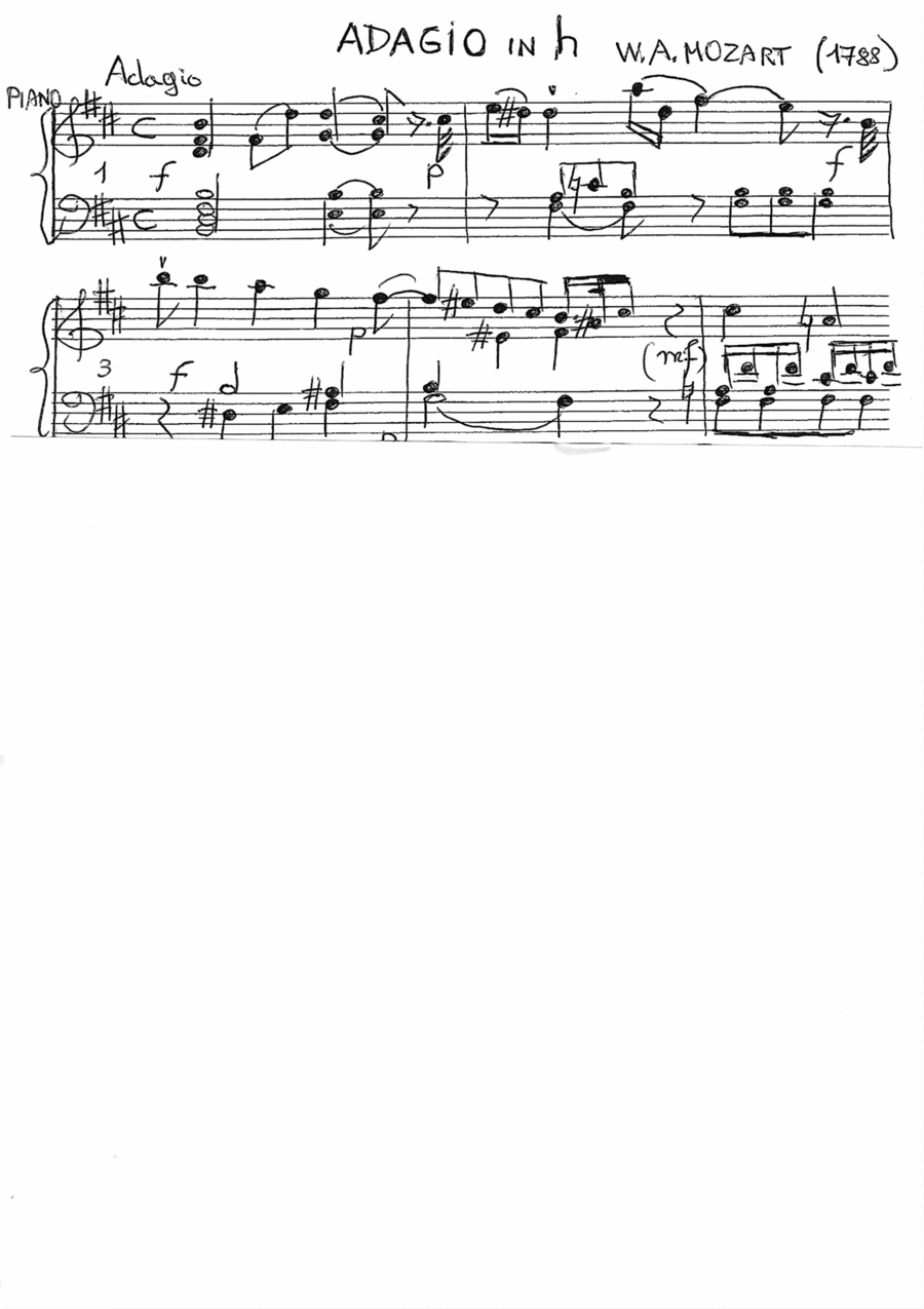 W. A. MOZART  ADAGIO h minor (1788 fragment for piano) completed by Helios D'Andrea (arr. Helios D'Andrea)