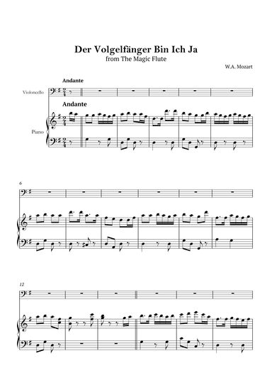Der Vogelfänger bin ich ja (arr. André Nusa)
