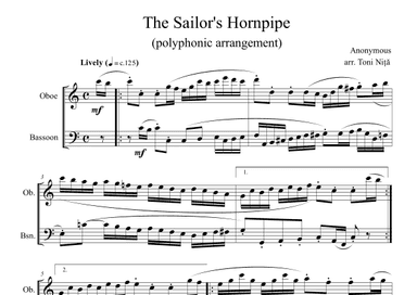 The Sailor's Hornpipe (Oboe & Bassoon duet) (arr. Toni Nita)