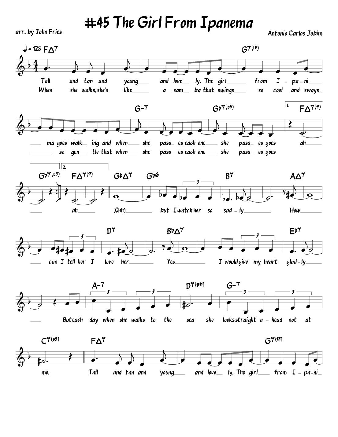 The Girl From Ipanema (garôta De Ipanema) (arr. John Fries)
