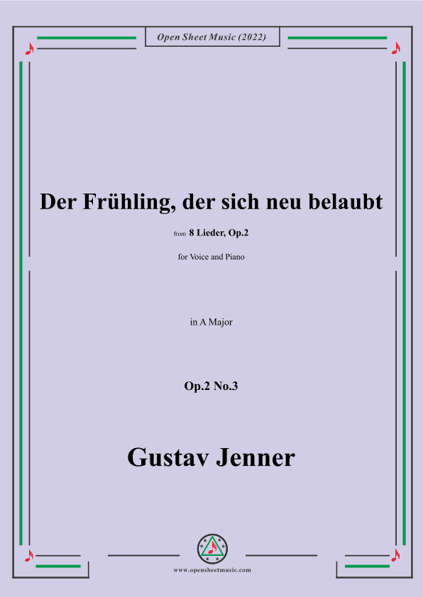 Jenner-Der Frühling,der sich neu belaubt,in A Major,Op.2 No.3 (arr. OSM Press)