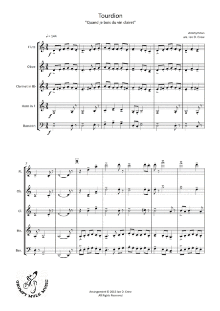 Tourdion ('Quand je bois du vin clairet') (arr. Ian D. Crew)