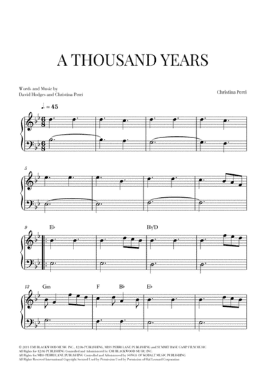 A Thousand Years (arr. Cadenza Editions)