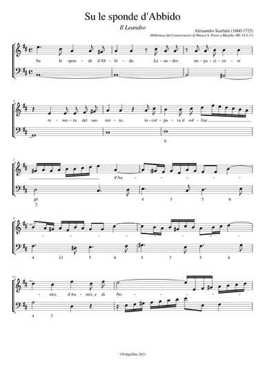 Cantata Il Leandro: Su le sponde d'Abbido (arr. Early Music Scores)