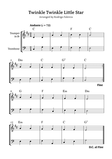 Twinkle Twinkle Little Star (for beginners) (arr. Rodrigo Faleiros)