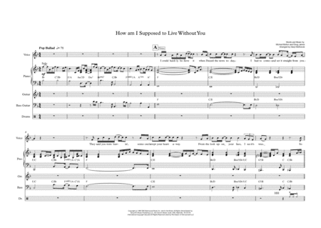 How Am I Supposed To Live Without You (arr. Daryl McKenzie)