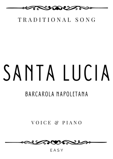 Cottrau - Santa Lucia (Traditional Neapolitan Song) in C Major - Easy (arr. Teodoro Cottrau, Piacere Music Sheets)