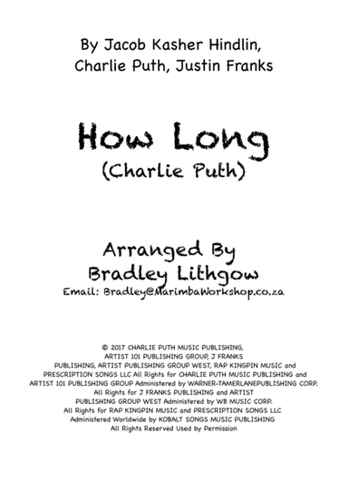 How Long (arr. Bradley Lithgow)