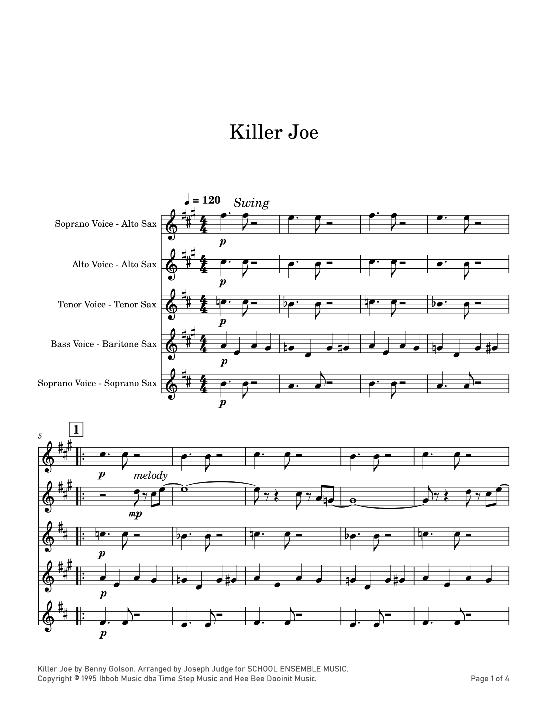 Cool Joe, Mean Joe (killer Joe) (arr. Joseph Judge)