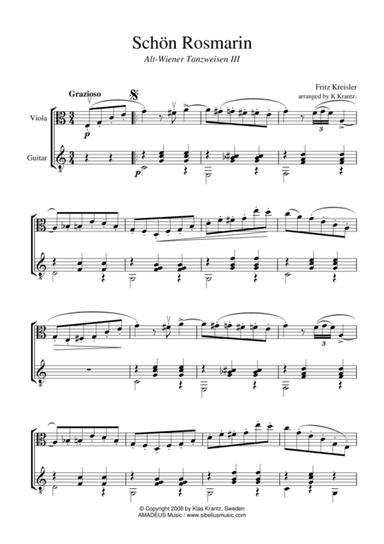 Schon Rosmarin for viola and guitar (arr. Amadeus Music)
