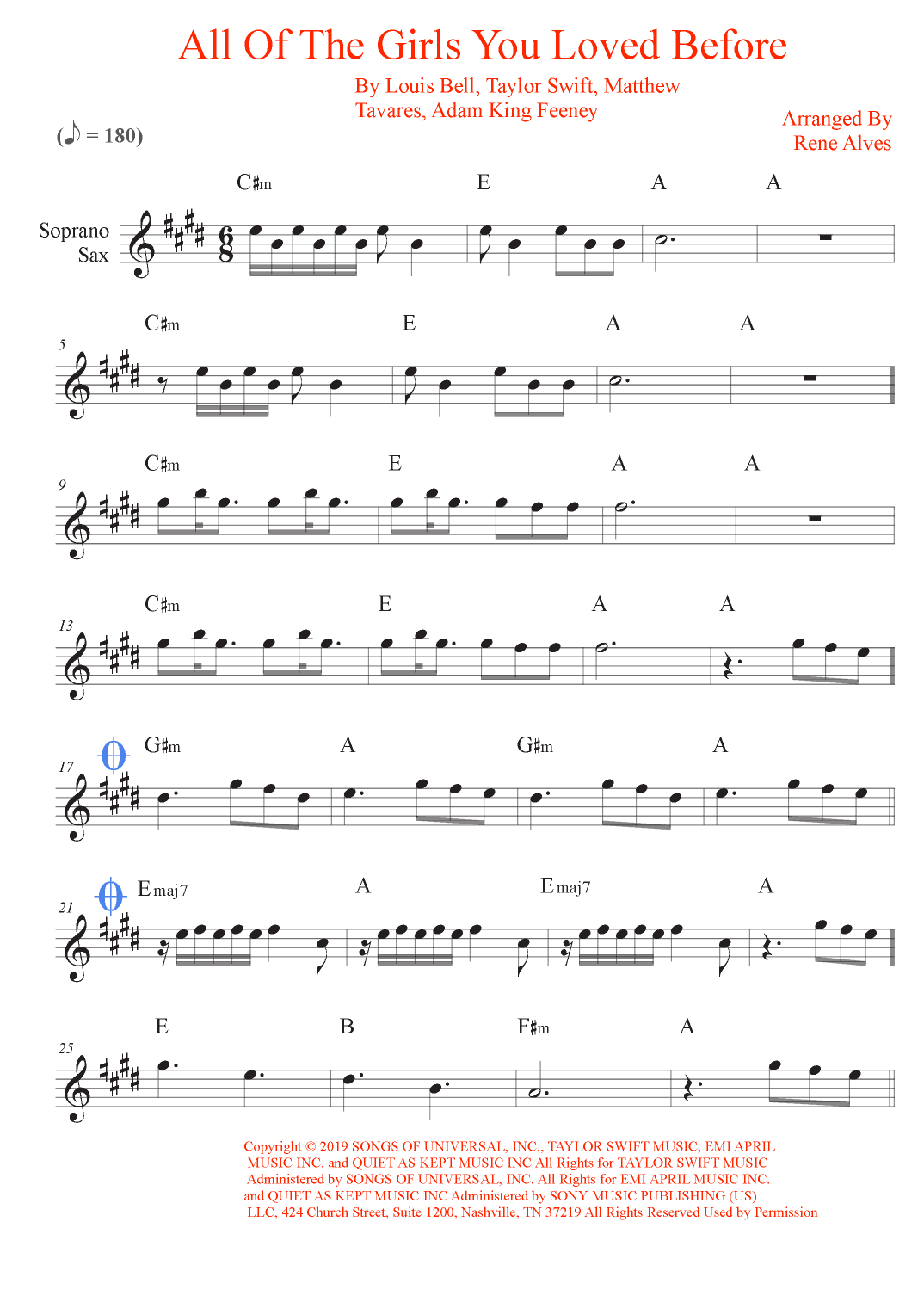 All Of The Girls You Loved Before (arr. Rene Alves)