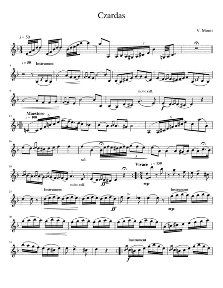 Czardas para clarinete en Sib (arr. Kloster thomas)