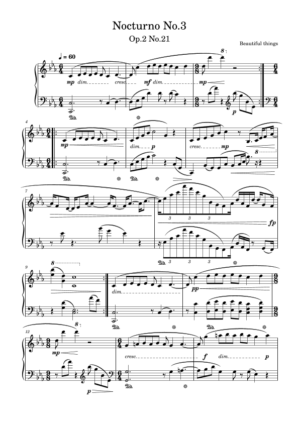 Nocturno No.3-Beautiful things Op.2 No.21