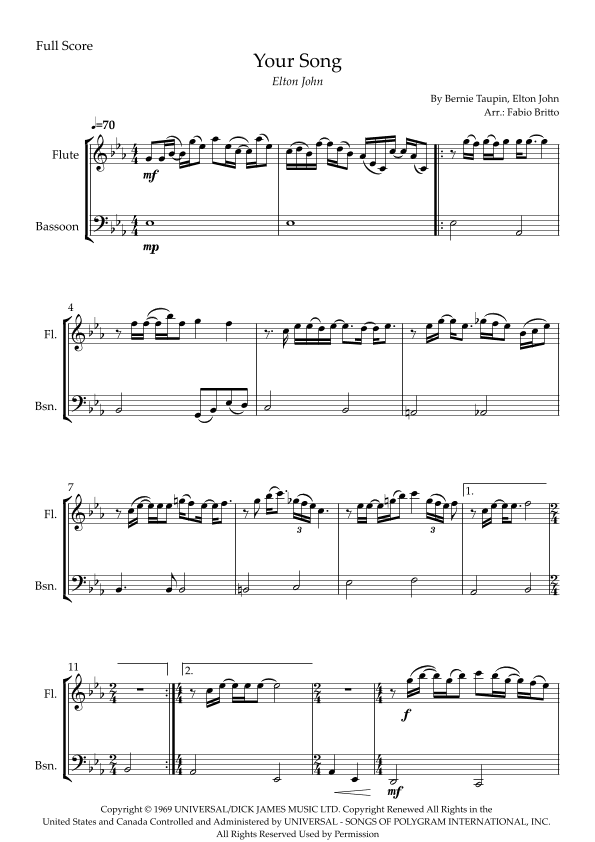 Your Song (arr. Fabio Britto)